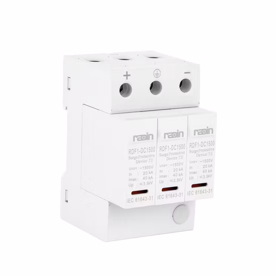 Dispositivo de proteção solar contra surtos fotovoltaicos com tensão máxima fotovoltaica 1500V SPD solar